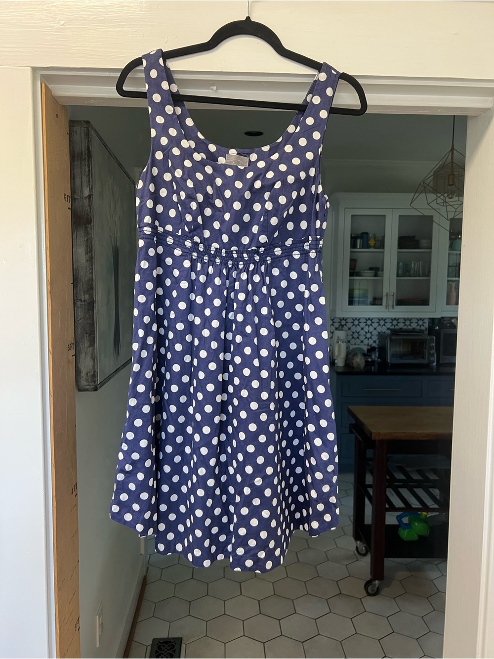 Anthropologie Blue Polka Dot Sleeveless Dress